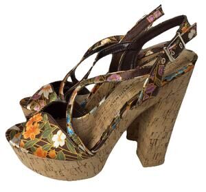CHINESE LAUNDRY Party TimePlatform Sandals Women’s Sz 9M NWOB Brown Floral/Cork